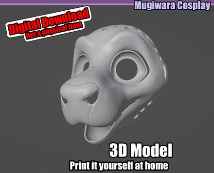 Reindeer 3D-model STL Fursuit Head Base for 3D-printing 