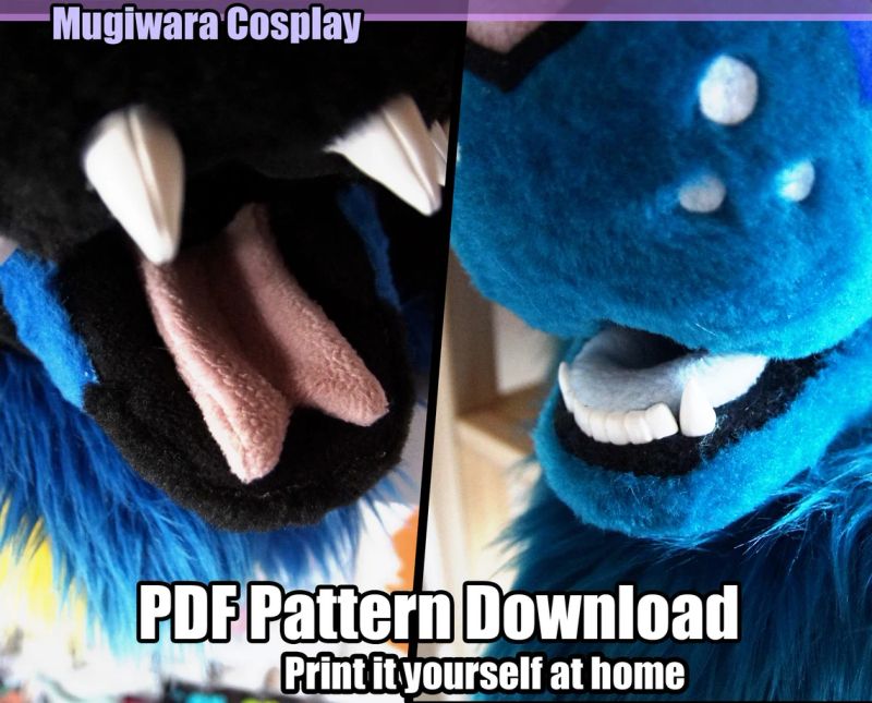 DIGITAL Fabric Tongue Patterns for Fursuits, 7 Shapes - PDF Download