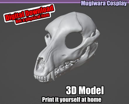 Canine Skull 3D-model STL Fursuit Head Base for 3D-printing