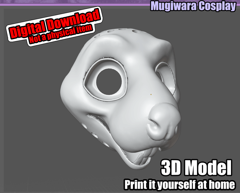 Rat 3D-model STL Fursuit Head Base for 3D-printing