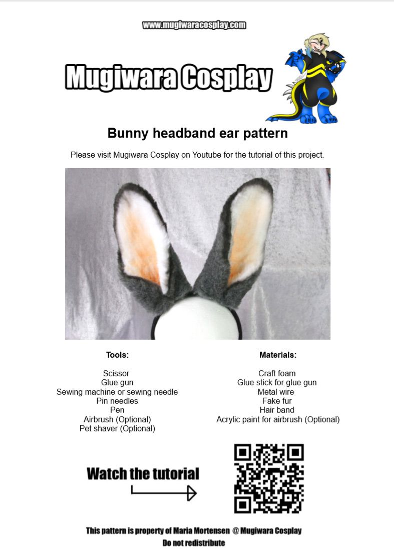 DIGITAL Bunny Headband Ears Pattern - PDF Download