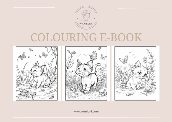 Cute Kawaii Cat Colouring E-Book