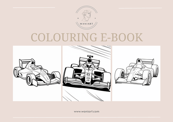 Racing Cars Colouring E-Book