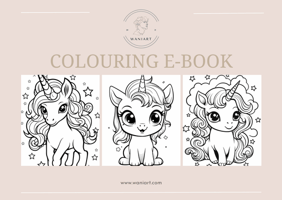 Cute Kawaii Unicorn Colouring E-Book