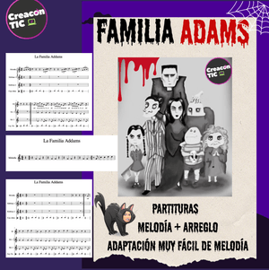 "La Familia Adams" Partituras (Arreglo y adaptaciones) con base instrumental en MP3