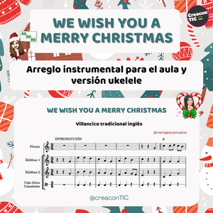 "We wish you a merry Christmas" Arreglo instrumental + partitura ukelele