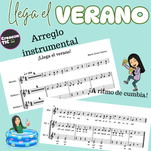 "Llega el verano" Partituras (melodía + 2 xilos con base instrumental)