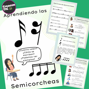 "Aprendiendo las Semicorcheas" Ejercicios y ejemplos de partituras famosas