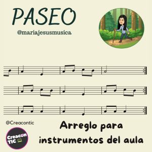 "Paseo" melodía y arreglo instrumental para el aula (contiene tablatura de ukelele)