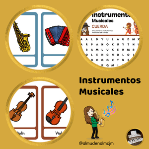 Sopas de letras y fichas instrumentos musicales