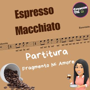 Partitura Espresso Macchiato (fragmento) con acompañamiento instrumental