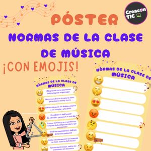 Póster "Normas de la clase de Música" con Emojis (inicio curso sept 25)