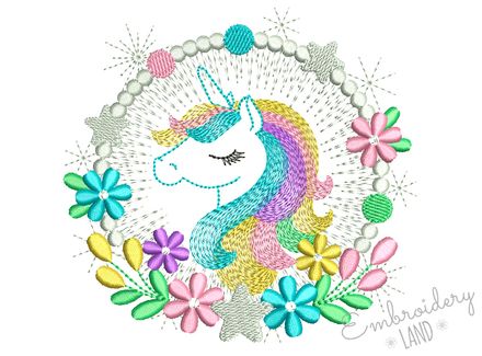 Unicorn Machine Embroidery Design AN047