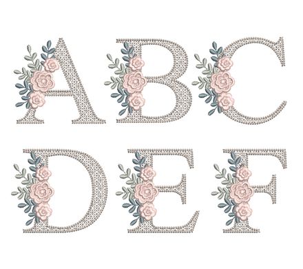 A-Z Floral Beautiful Monogram Machine Embroidery Alphabet 2.5&quot;, 3&quot;, 4&quot;, 5&quot; AL162