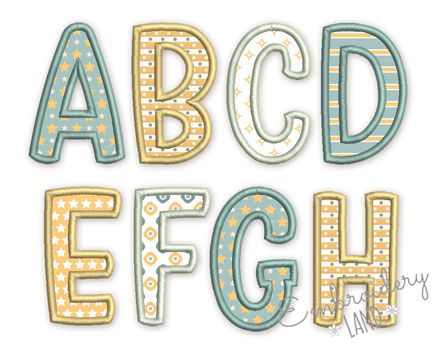 Applique Alphabet Machine Embroidery Font &quot;Plio&quot; AL083