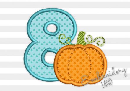 Number 8 Pumpkin Applique TG031