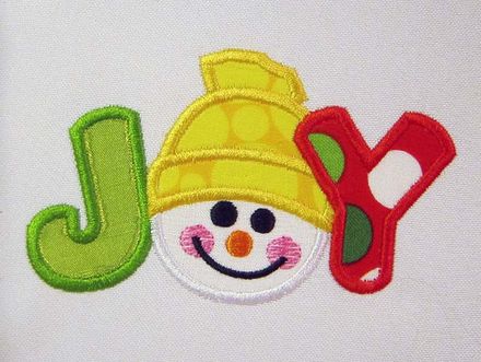 Joy Christmas Snowman Face Machine Embroidery Design New Year Applique CHR034