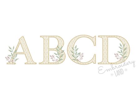 Elegant &quot;Gold&quot; Monogram Font Machine Embroidery Alphabet AL068