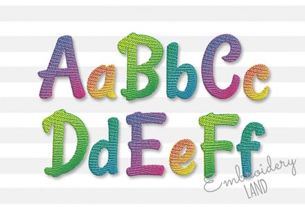 Ombre Gradient Filled Embroidery Narrow Font AL102