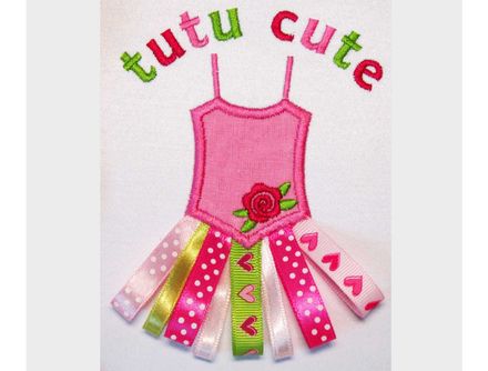 Tutu Cute Appliqué Machine Embroidery Design BA003