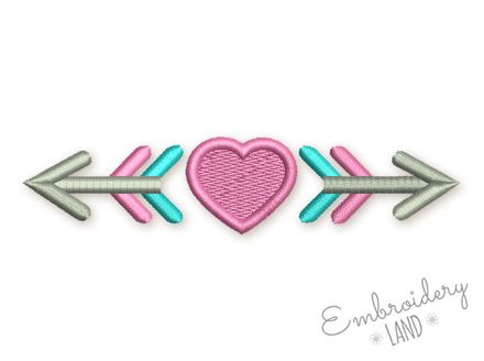 Heart and Arrows Machine Embroidery Design DE080