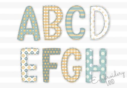 2&quot;, 3&quot;, 4&quot;, 5&quot; Free Edge Raggy &quot;Plio&quot; Applique Machine Embroidery Alphabet  AL106