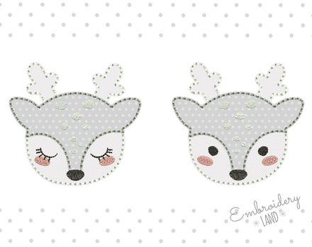 Doe Deer Hand Stitch Free Edge Applique Embroidery Set AN056