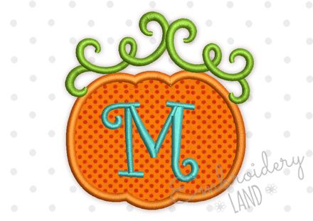 Whimsical Pumpkin Font Frame Monogram Machine Embroidery Applique 6 sizes FF034