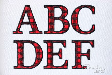 Buffalo Plaid Machine Embroidery Alphabet - RUSTIC STYLE - Christmas Monogram 4 sizes - BX included