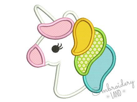 Unicorn Applique Machine Embroidery Design BA027