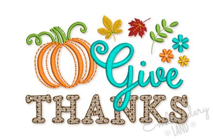 Give Thanks Thanksgiving Machine Embroidery Design TG023