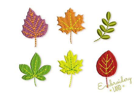 Fall Leaves Mini Machine Embroidery Designs Set DE062