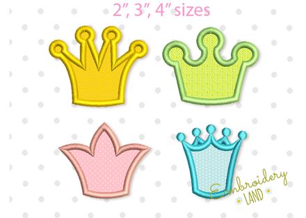 Crown Applique Machine Embroidery Designs Set BA048