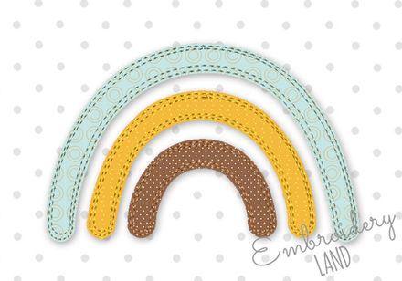 Rainbow Free Edge Applique Machine Embroidery Design DE089