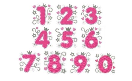 Bithday Numbers Set Pink Glamour for Girl 0-9 Applique Embroidery Design HB014