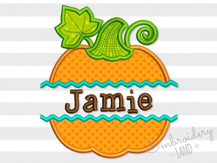 Pumpkin Split Applique Machine Embroidery Design TG015