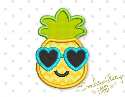 Funny Pineapple Applique Machine Embroidery Design DE042