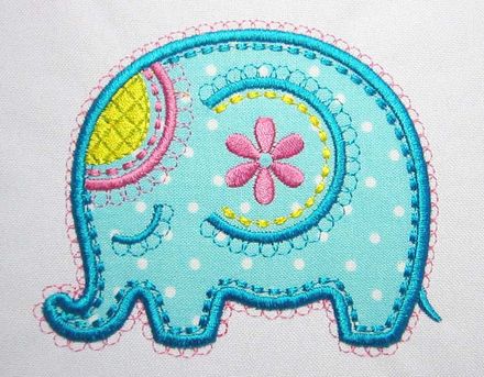 Elephant Applique Cute Embroidery Design AN017