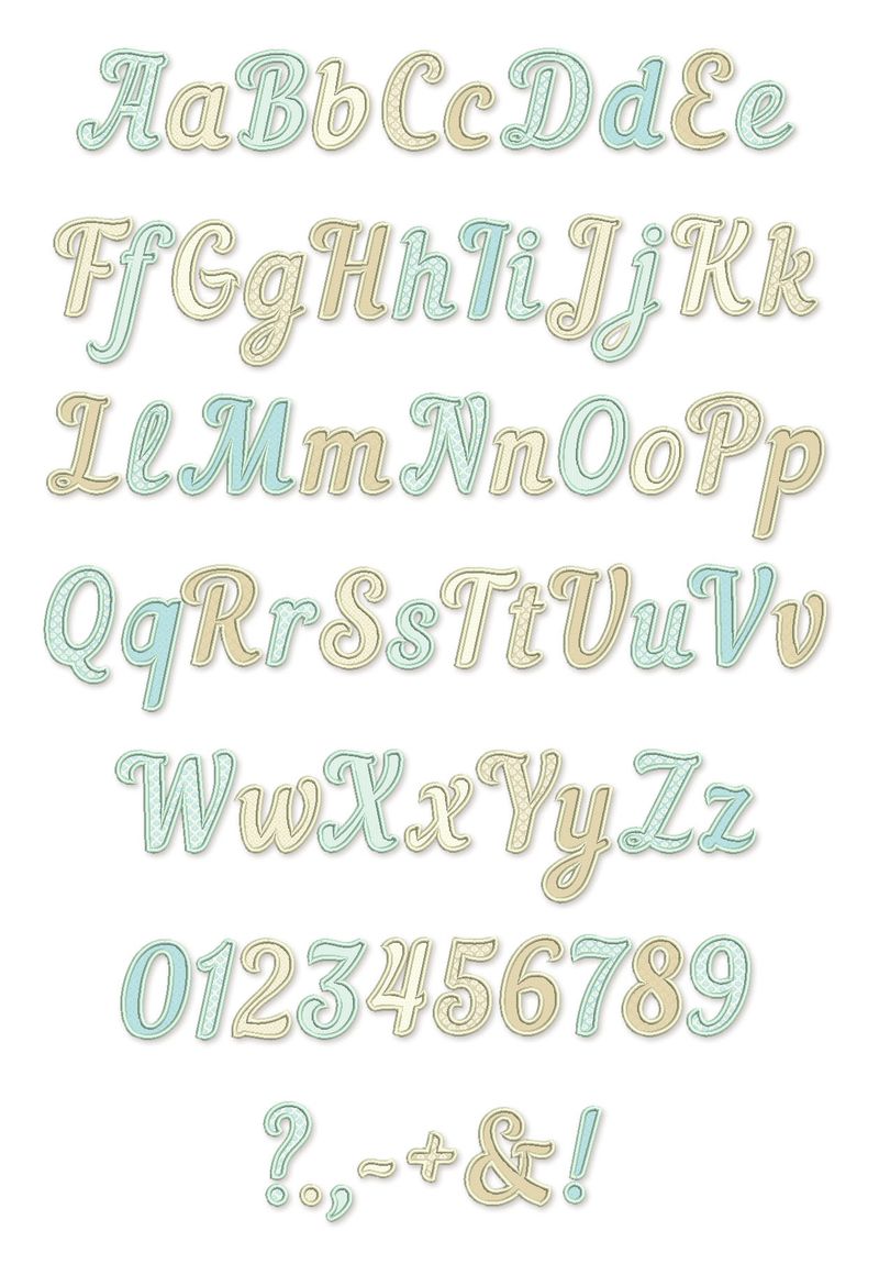 Narrow Script Applique Alphabet Machine Embroidery Font AL053, image size:800x1160
