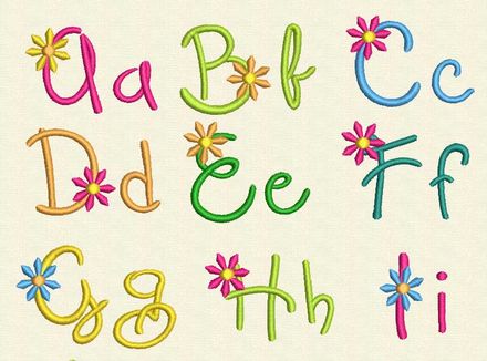 Flower Machine Embroidery Alphabet AL003