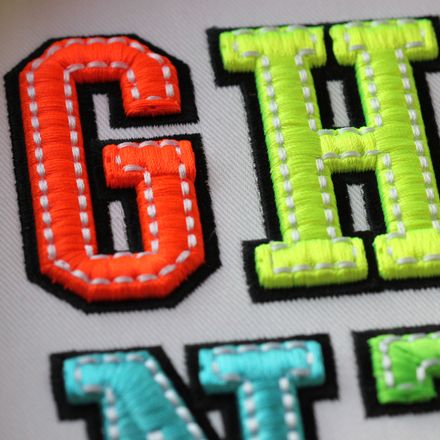 3D Foam Machine Embroidery Font, Satin Edge and Hand Stitch Top Texture AL174