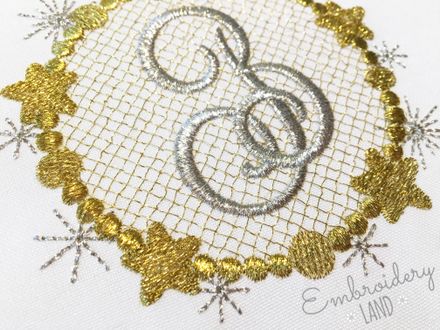 Christmas Monogram Font Frame Machine Embroidery Design FF020