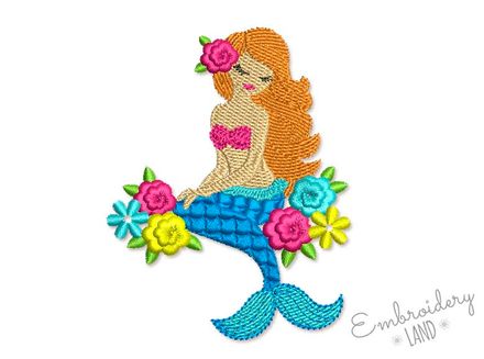 Beautiful Mermaid Filled Embroidery Design DE074