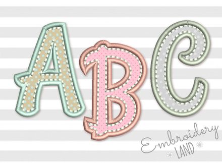 Applique Machine Embroidery Font 4 sizes AL054