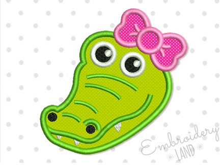 Alligator Head with Bow Applique AN038