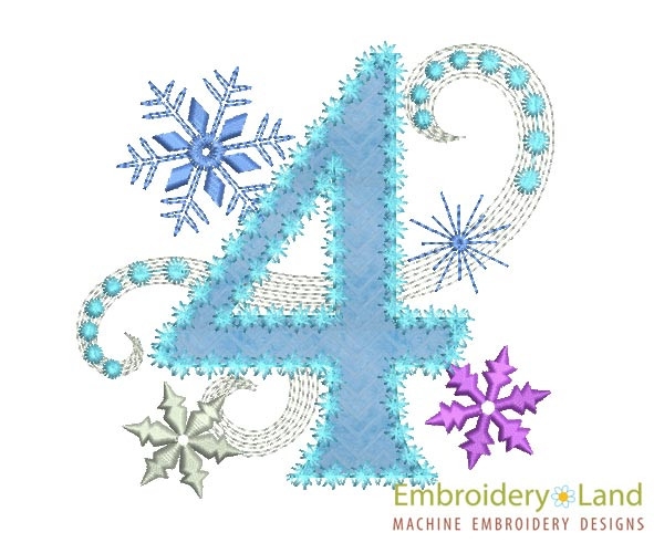 Ice Princess Applique Number 4 HB024