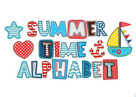 Sea Summer Time Applique Alphabet Font AL025