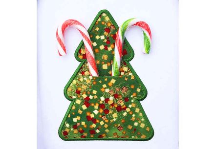 Christmas Tree Real Pocket Applique ITH Project Machine Embroidery Design ITH021