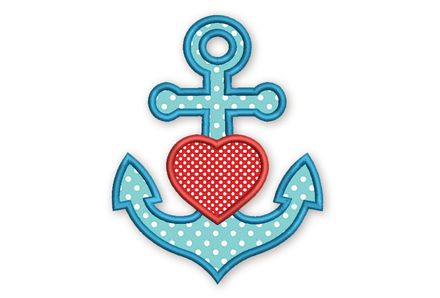 Anchor with Heart Applique Design DE020