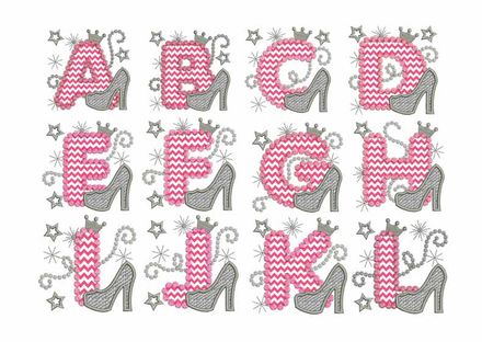 Silver Pink Girly Glamour Alphabet AL005